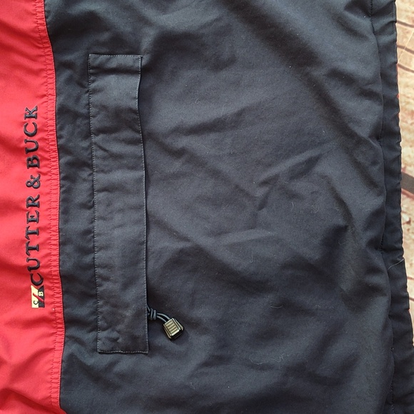 Vtg Cutter & Buck Mens Half Zip Navy And Red Hooded Pullover - Picture 8 of 12
